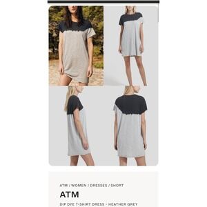 ATM Womens Dip Dye T-Shirt Dress Heather Grey Small Oversized Comfort Minimalist